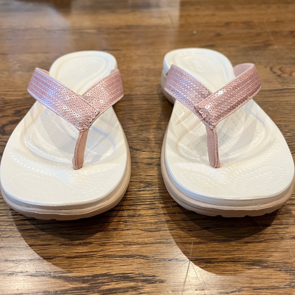 Crocs Dual Comfort flip flops with pink sequins